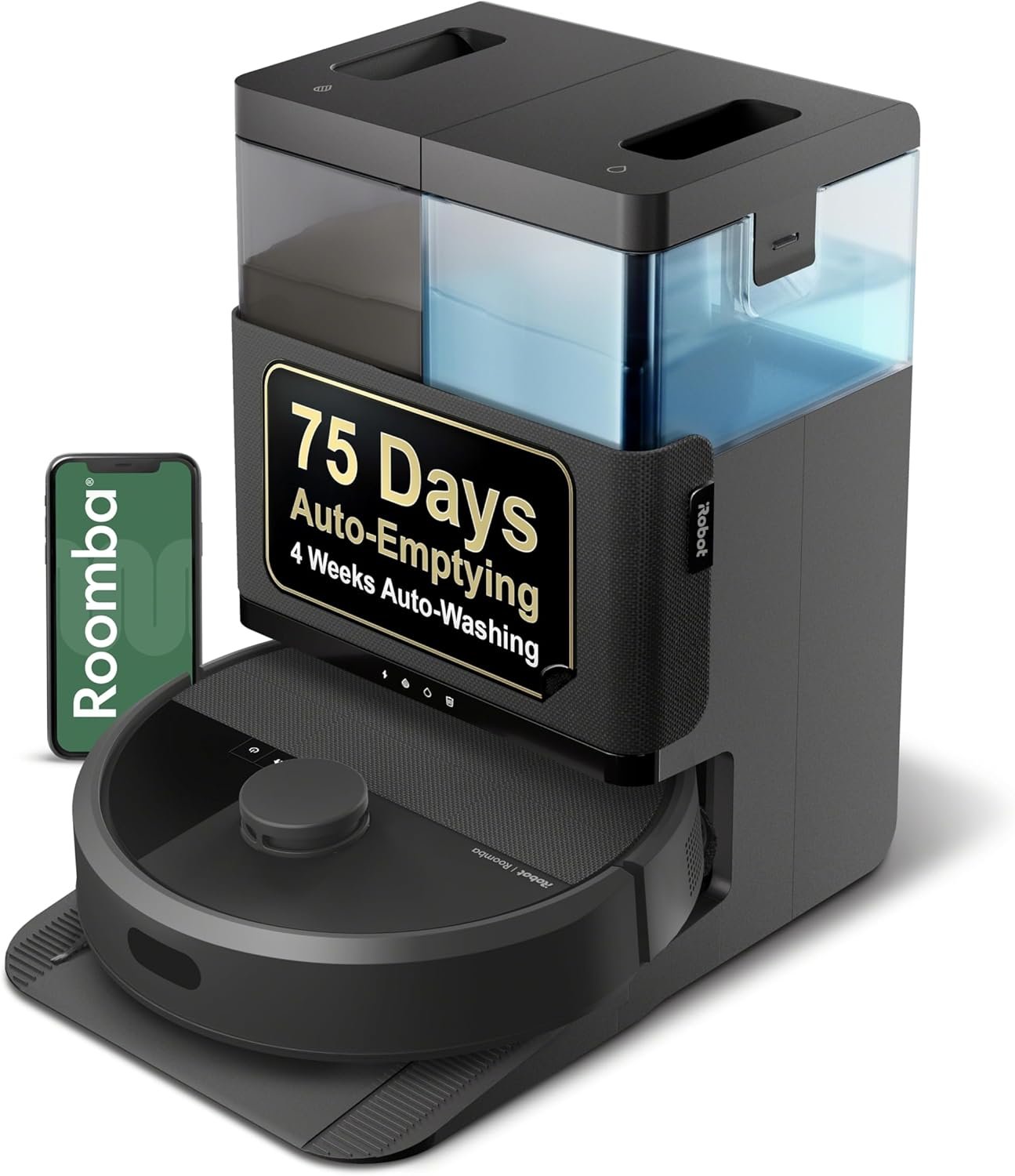 iRobot Roomba Plus 405 (G181) 2in1 Vacuum & Mop Robot with AutoWash Dock – Dual Spinning, Smart & Fast Mapping, Ideal for Pet Hair, Self-Empties 75 Days, Intense Suction, Pad Washing & Drying