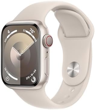 Apple Watch Series 9 (GPS, 41mm) Starlight Aluminum Case with Starlight Sport Band, S/M (Renewed)