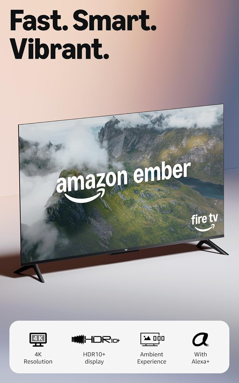 Amazon Ember 43″ 4-Series with Fire TV (newest model), 4K Ultra HD smart TV with Alexa Remote, HDR10+, fast processor, Dolby Audio, Ambient Experience, free and live TV, find shows faster with Alexa+