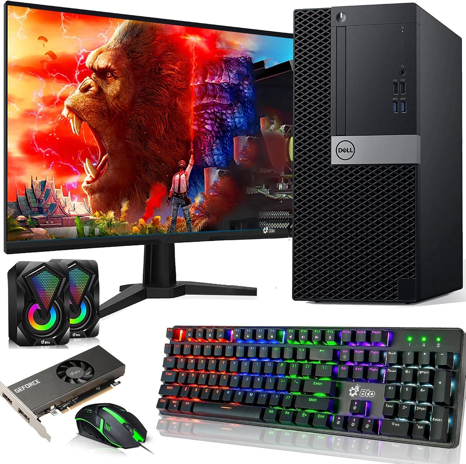 Dell Gaming Desktop Tower Computer PC – Intel Core i5-6500 – 32GB RAM – 1TB SSD – GeForce GTX 1050 Ti – New 24″ Monitor – RGB Keyboard & Mouse – RGB Speakers – Wi-Fi – Windows 11 Pro (Renewed)