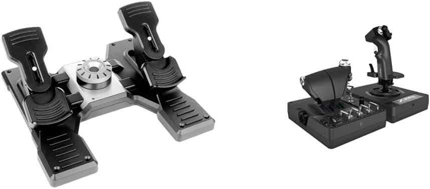 logitech G X56 H.O.T.A.S Throttle and Joystick Flight Simulator Game Controller + Pro Flight Rudder Pedals Bundle
