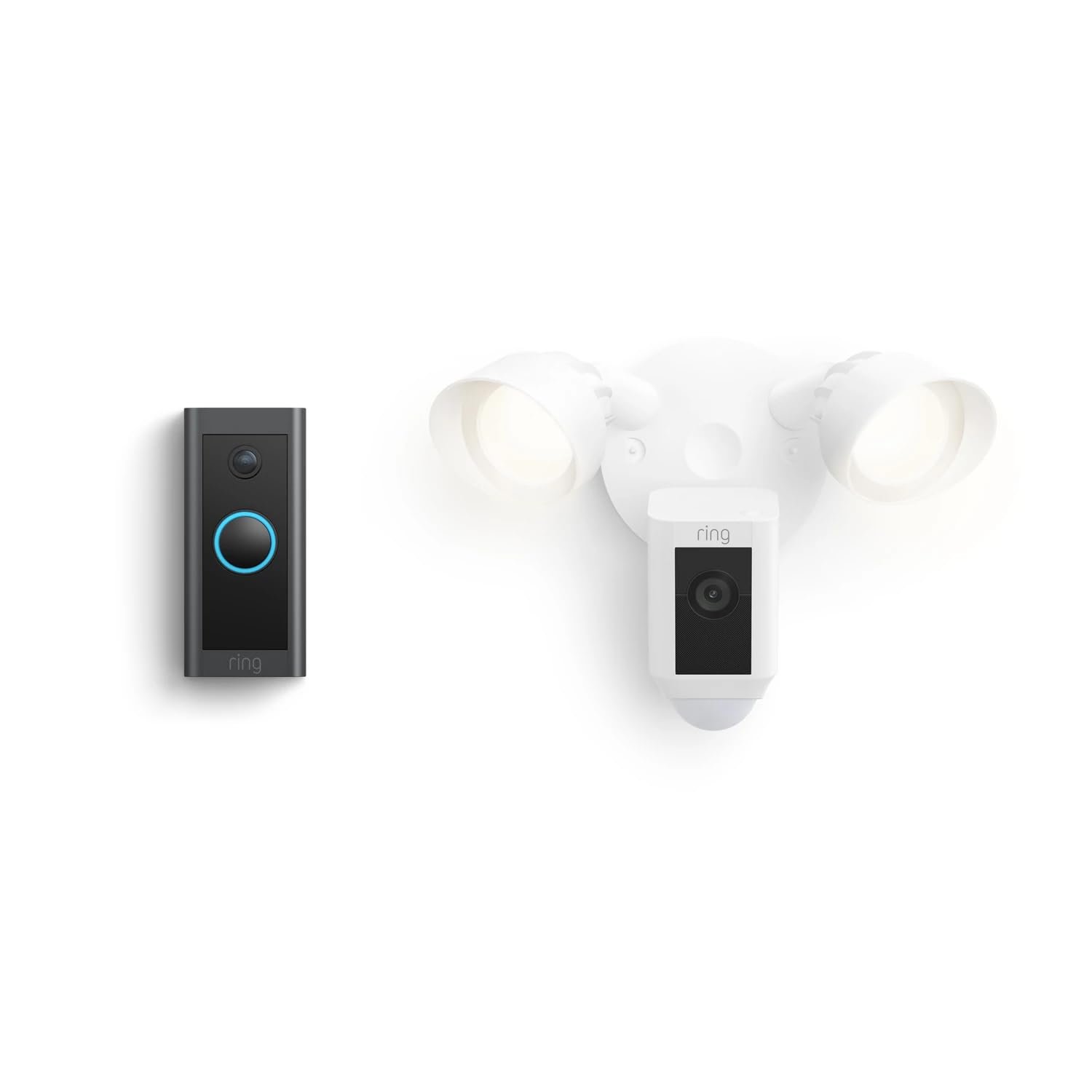 Ring Video Doorbell Wired with Ring Floodlight Cam Wired Plus