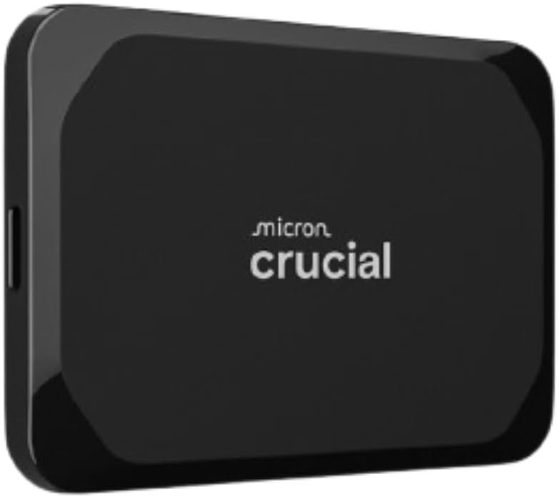 Crucial X9 1TB Portable SSD, Up to 1050MB/s, USB 3.2 USB-C, External Solid State Drive, Compatible with Windows, Mac, & Android, Reliable Storage for Games, Files, & Backups, Black – CT1000X9SSD902