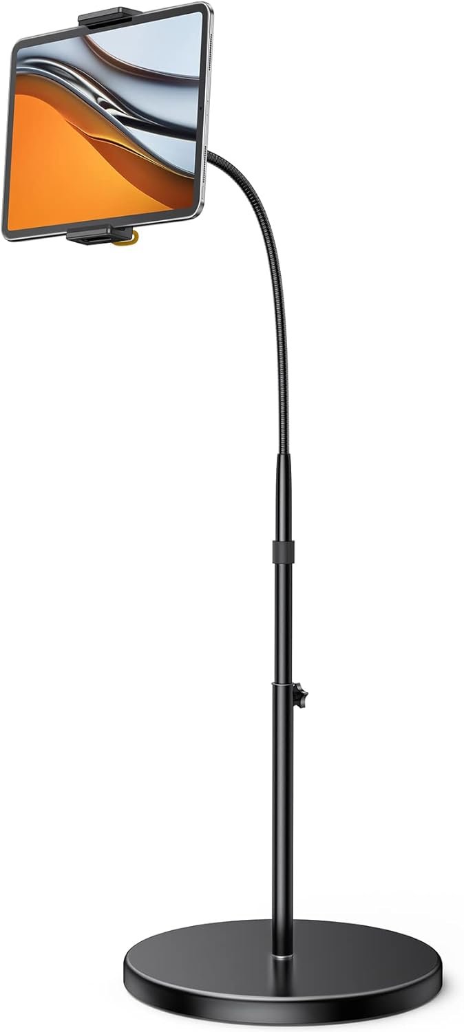 Lamicall Tablet Floor Stand Holder – Gooseneck Tablet Mount for Bed, 63″ Adjustable Height & 10.6lb Stable Base, for Gifts: 4.7-13″ Tablets, iPad Pro 13/9.7, Air, Mini, Galaxy Tab, Kindle, Phones