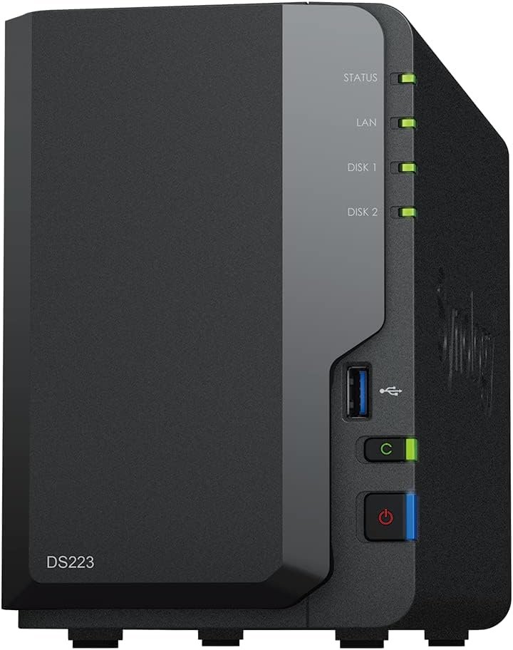 Synology DS223 Home & Office Backup Hub – Centralize Files, Protect Data & Monitor Property (2-Bay Diskless NAS)