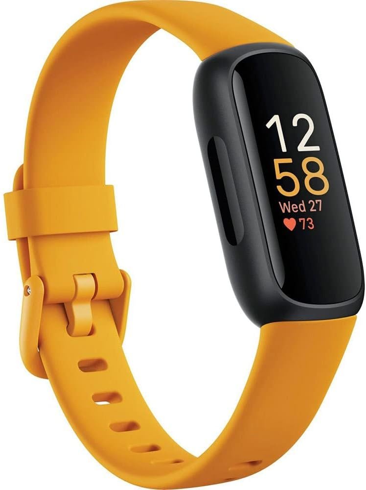 Fitbit Inspire 3 Fitness Tracker – Advanced Health Insights with Stress Management, Workout Intensity & Sleep Tracking, 24/7 Heart Rate, Includes Small and Large Classic Bands (Morning Glow/Black)