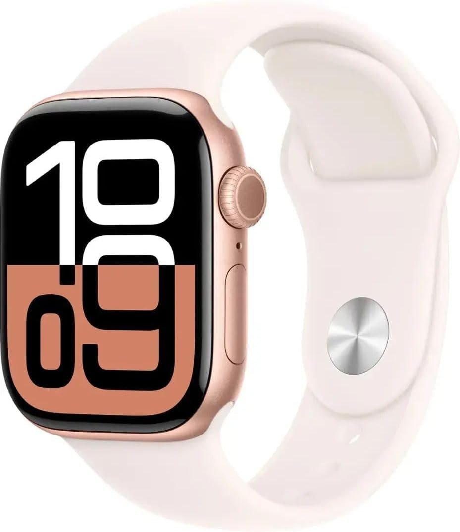 Apple Watch Series 10 [GPS, 42mm] – Rose Gold Aluminum Case with Light Blush Sport Band, S/M (Renewed)