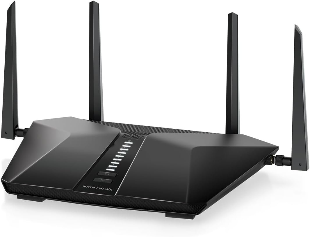 NETGEAR Nighthawk 6-Stream Dual-Band WiFi 6 Router (RAX54S) – Security Features, AX5400 Wireless Speed, Up to 5.4 Gbps, Covers up to 2,500 sq. ft., 25 Devices – 1-Year Armor Subscription Included
