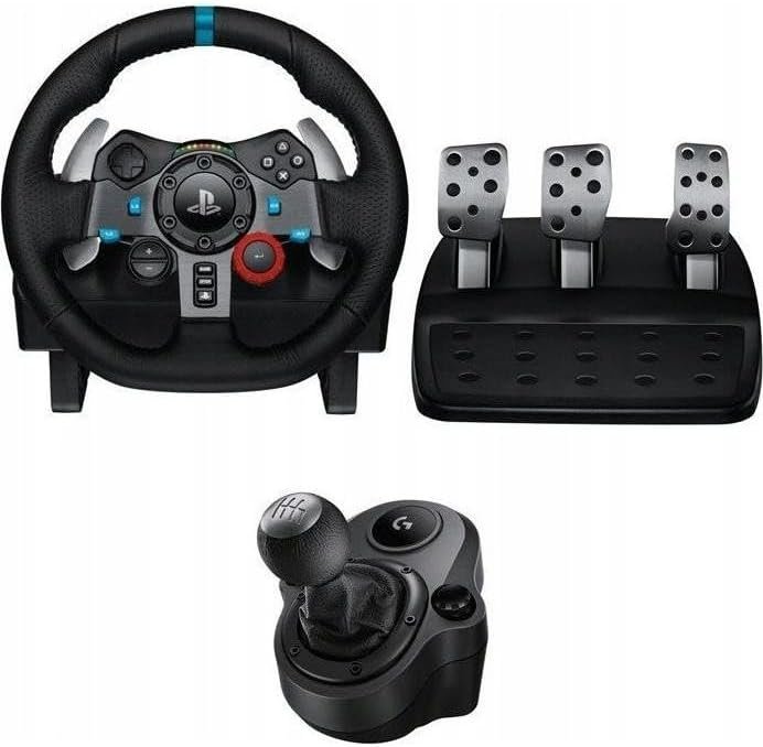 Logitech G G29 SE Driving Force Racing Steering Wheel and Pedals, Force Feedback, Genuine Leather Driving Force Shifter – for PS5, PS4 and PC, Mac – Black