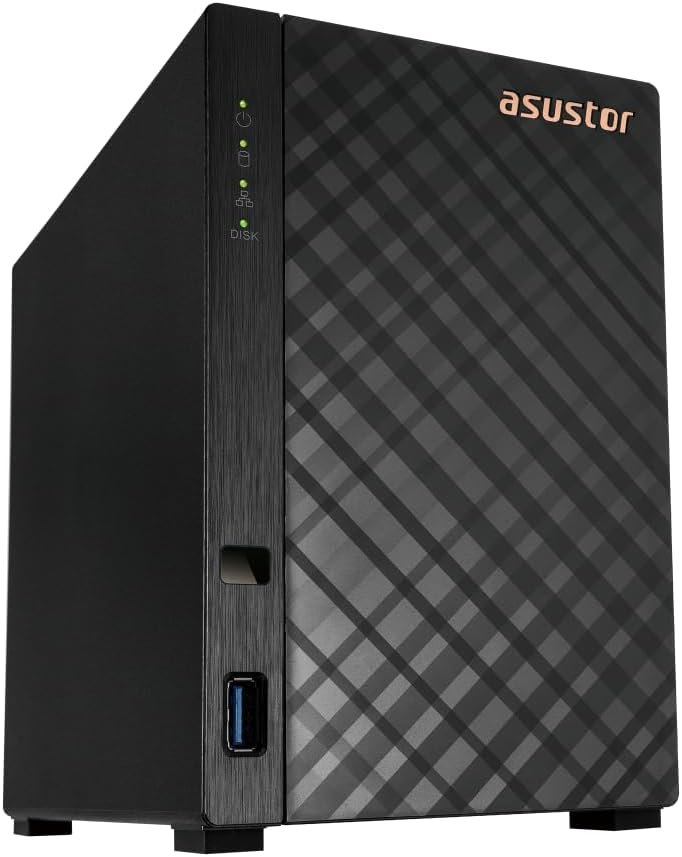 Asustor Drivestor 2 Gen 2 AS1202T 2-Bay NAS Storage, Quad-Core 1.7GHz CPU, 2.5GbE High-Speed Network, 1GB DDR4, 4K Media Server, Best Entry-Level Personal Cloud, Network Attached Storage (Diskless)
