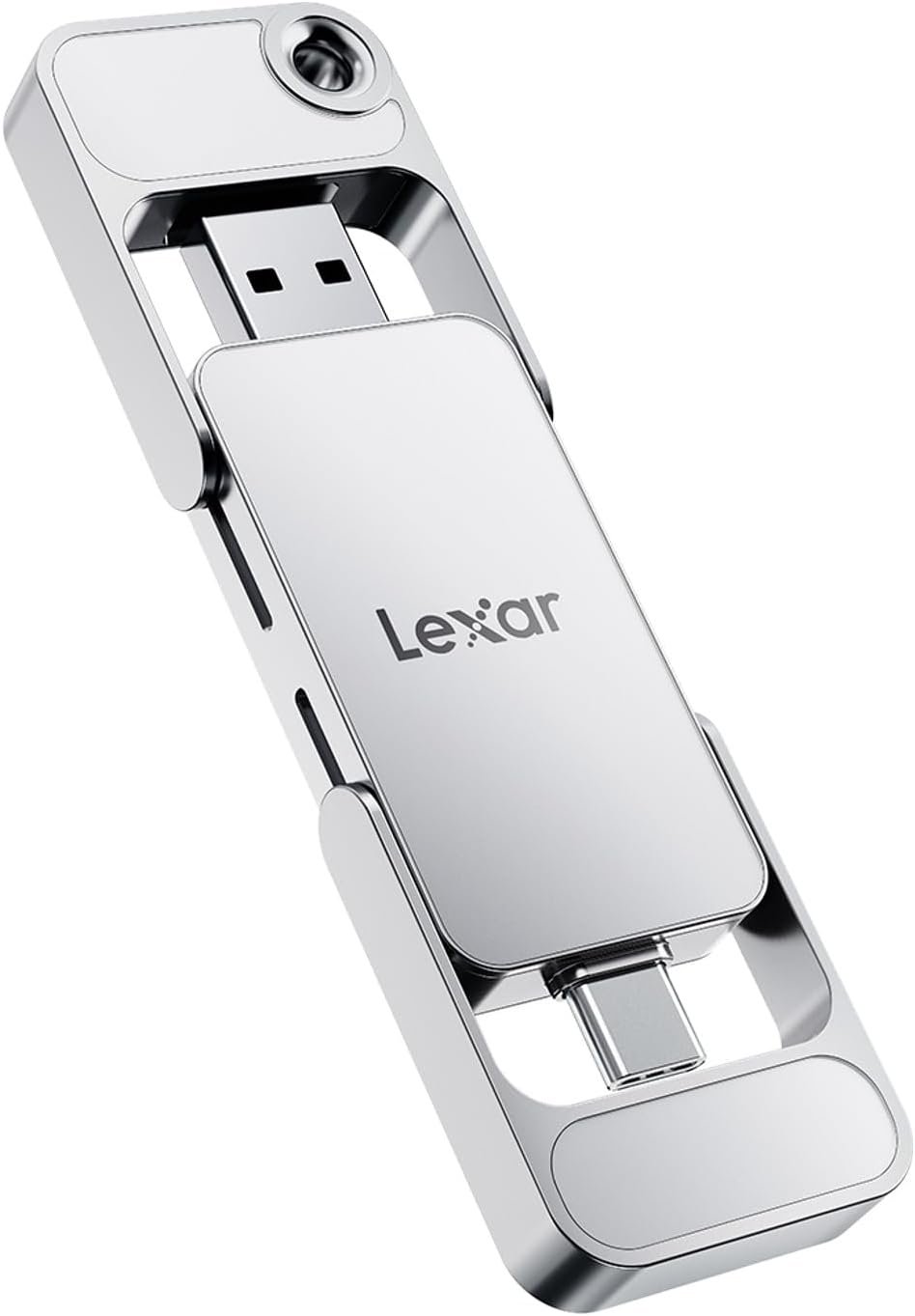 Lexar D70E 512GB Dual Drive External SSD, Up to 2000MB/s Read and 1300MB/s Write, Durable Metal Housing Design, Cable-Free Portable SSD for USB Type-C/Type-A Devices, Compatible with iPhone 17