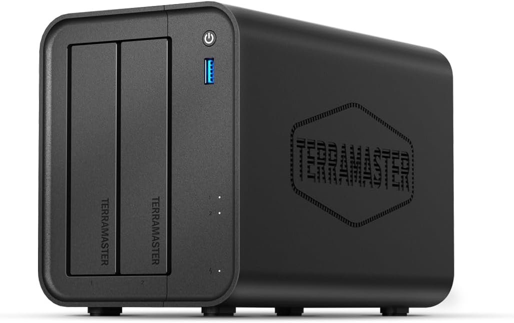TERRAMASTER F2-425 2-Bay NAS Storage – Intel x86 Quad-Core CPU, 4GB RAM, 2.5GbE LAN, Network Attached Storage Multimedia Server for Home Users (Diskless)