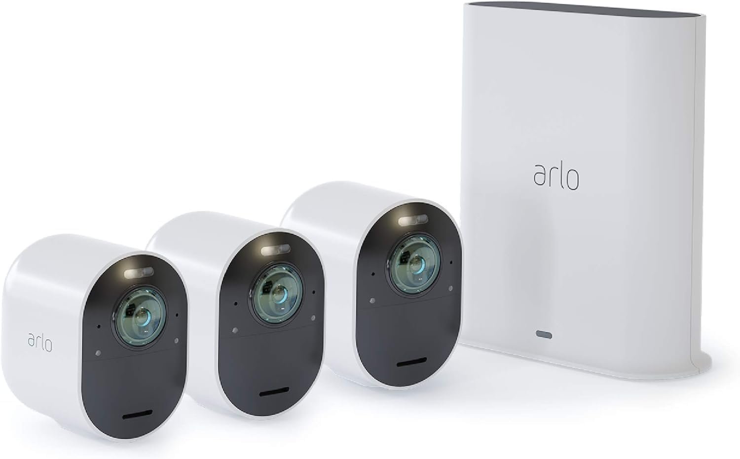Arlo Ultra – 4K UHD Wire-Free Security 3 Camera System | Indoor/Outdoor with Color Night Vision, 180° View, 2-Way Audio, Spotlight, Siren | Compatible with Alexa and Homekit | (VMS534) (Renewed)