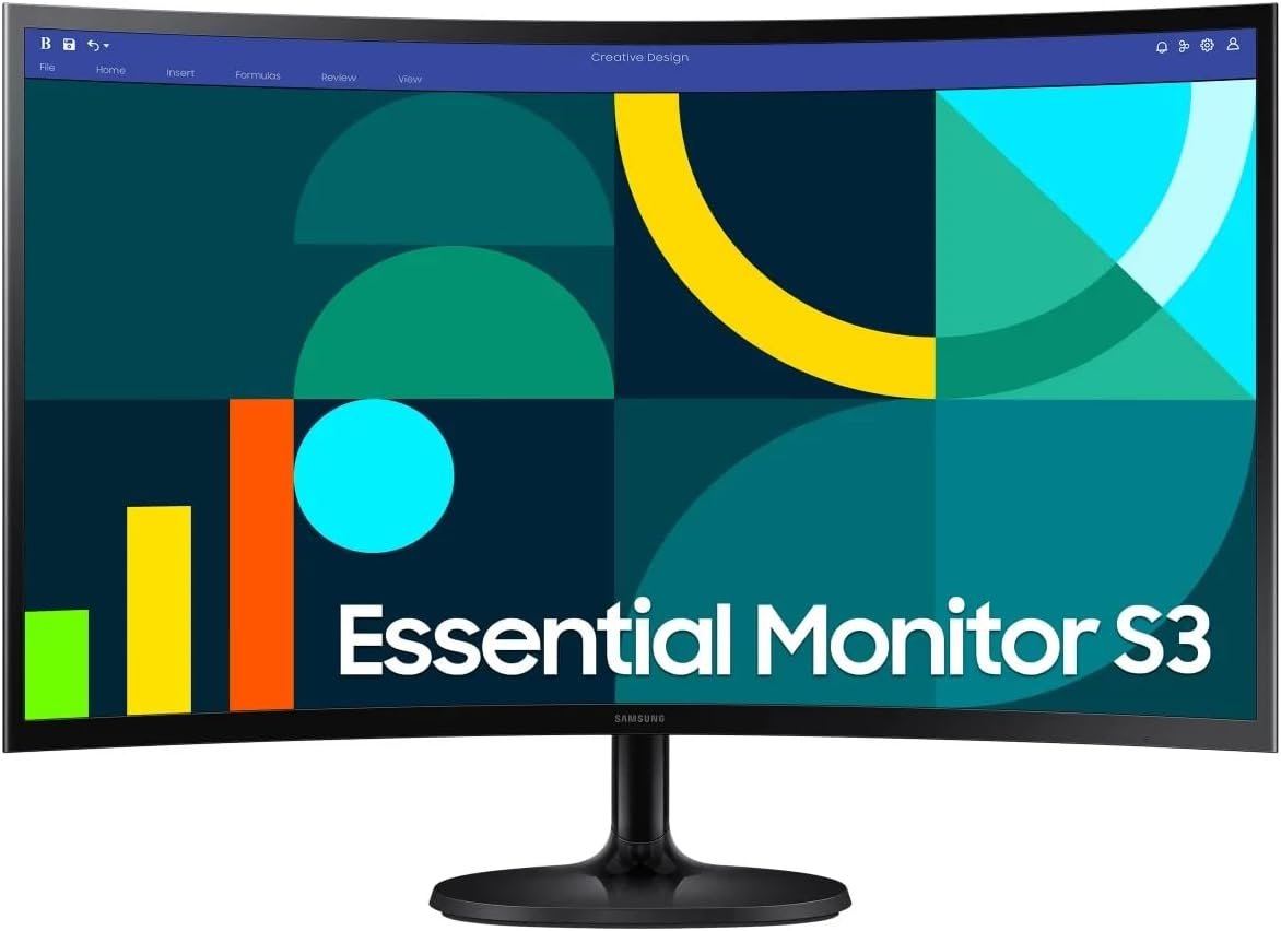 Samsung 27″ Essential S3 (S36CG) Series FHD 1800R Curved Computer Monitor, 100Hz, Game Mode, Advanced Eye Comfort, HDMI and D-sub Ports, LS27D36CGANXZA, HDMI Cable Included (Renewed)