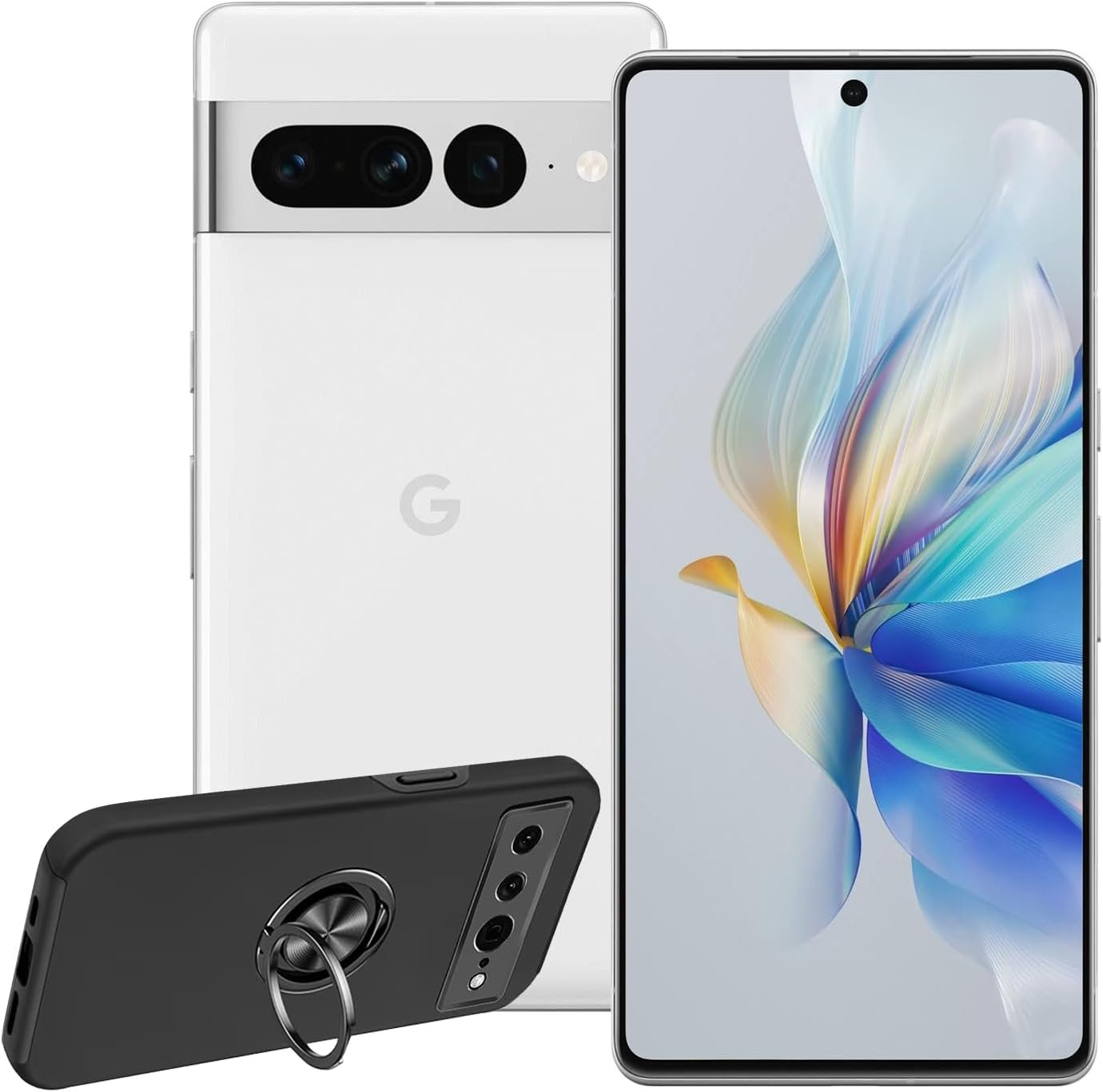 Google Pixel 7 Pro Phone Unlocked – 5G Android Smartphones with 512GB Storage, 12GB RAM, 6.7″ QHD OLED, Triple Camera, 24-Hr Battery, Includes Black Phone Case Bundle, Snow