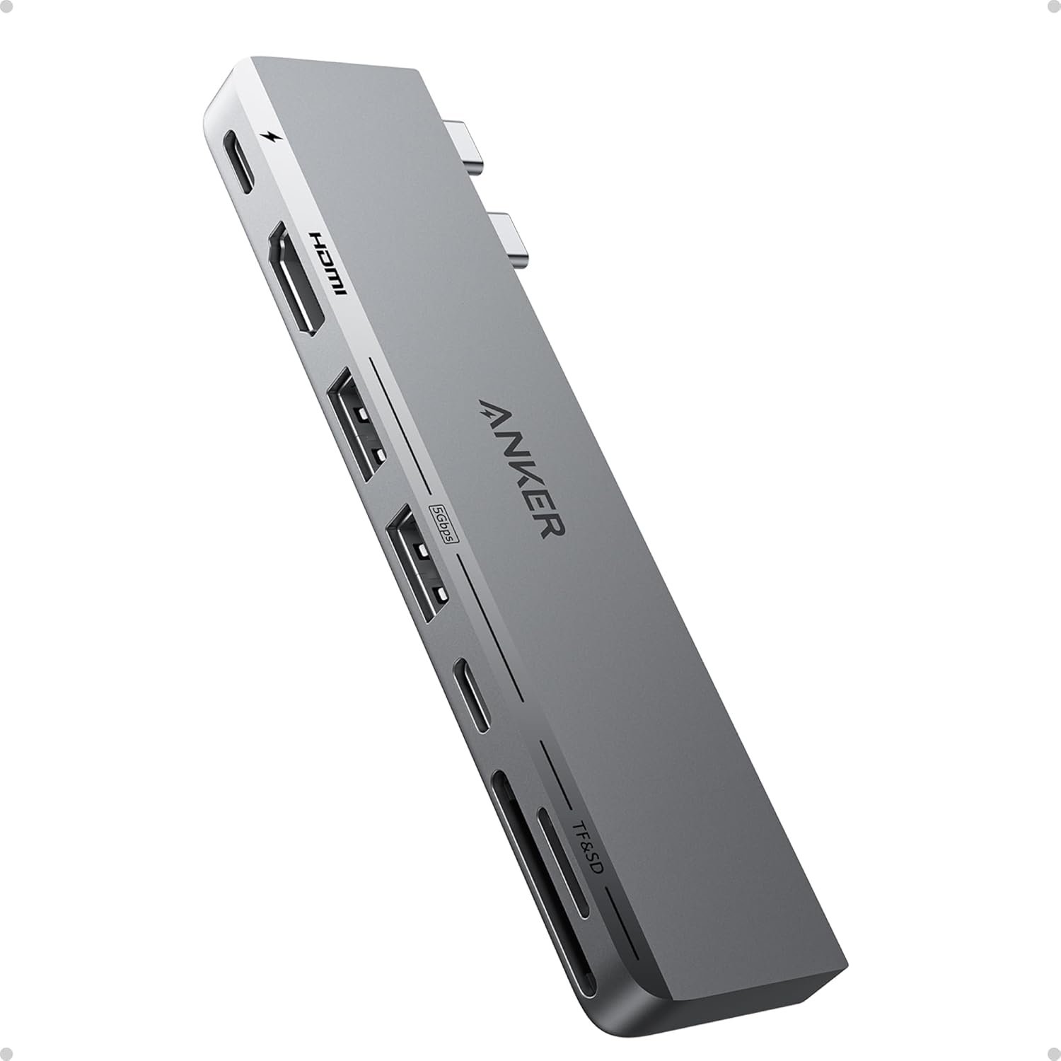 Anker USB C Hub for MacBook, 7-in-2 mac Dock with 4K@60Hz HDMI, Compatible with Thunderbolt 4, 1 Type C and 2 USB A Data Ports for MacBookPro 13 Inch, MacBookAir M4/M5, and More (Not Work with Neo)