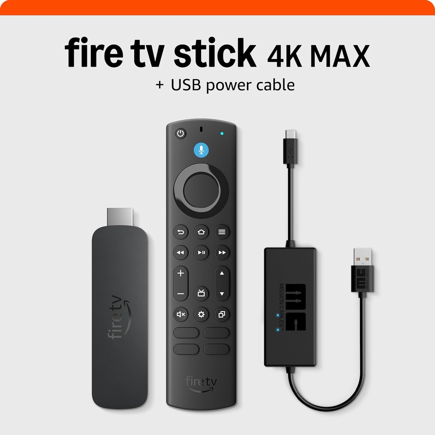 Amazon Fire TV Stick 4K Max with USB Power Cable (eliminates the need for AC adapter)