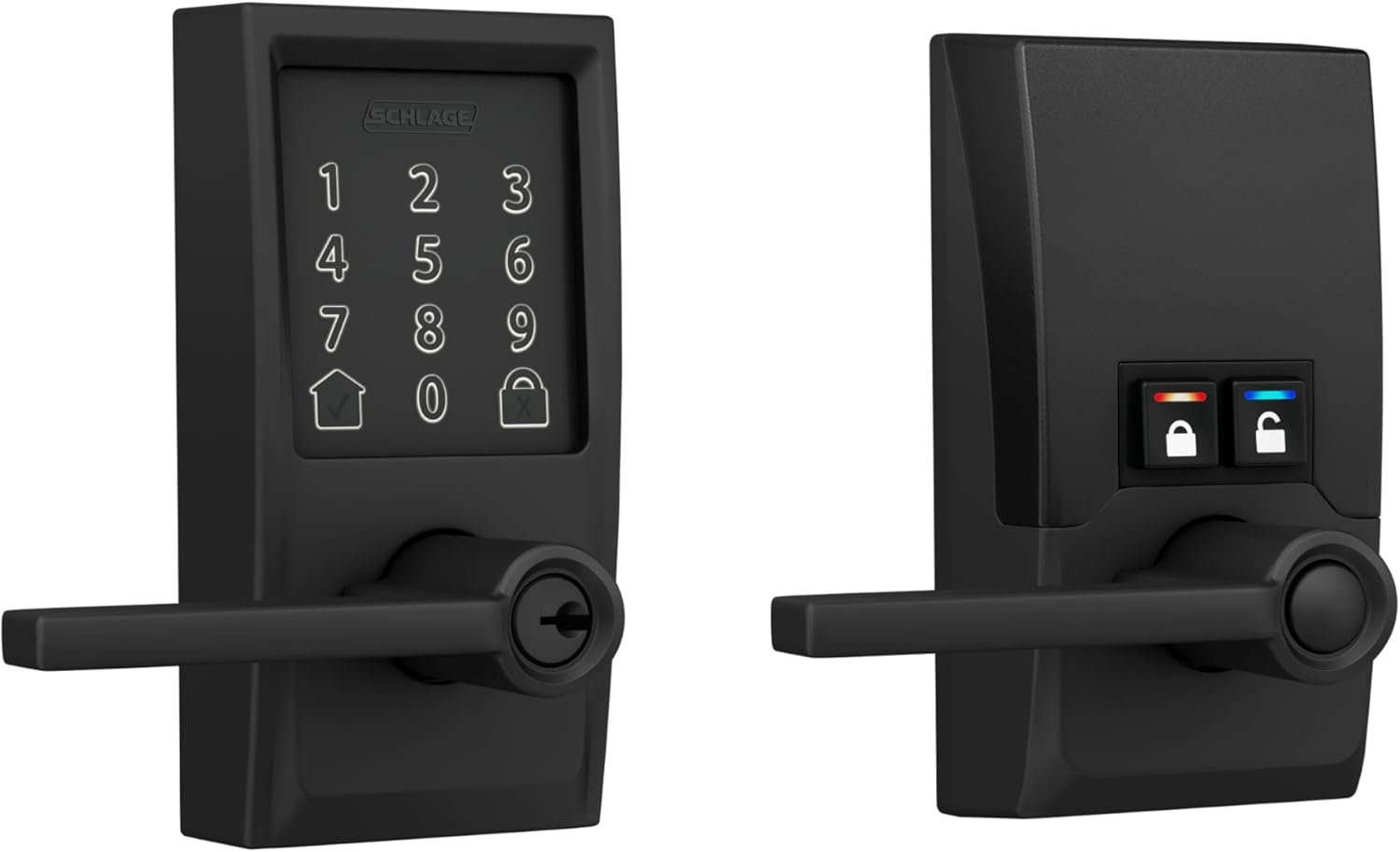 Schlage Encode Smart Wi-Fi Lock with Lever Handle, Touchscreen Keypad, Keyless Entry Door Lock, App Control, Alexa, Google Home and Airbnb Compatible, Matte Black, FE789WB CEN 622 LAT