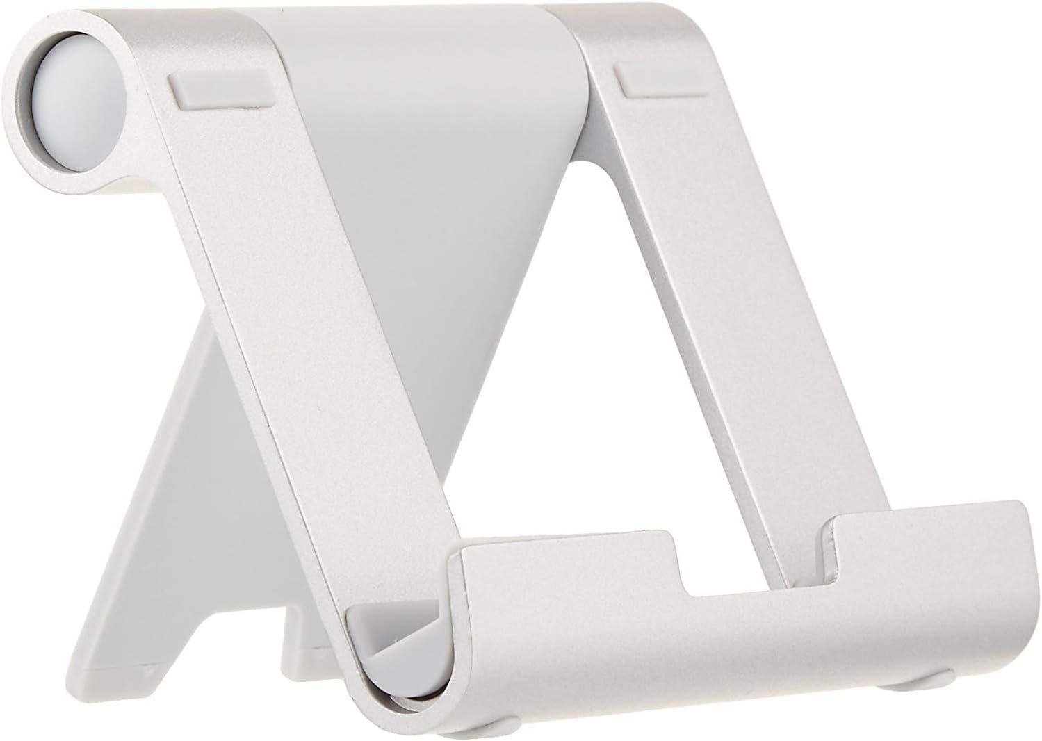Amazon Basics Multi-Angle Portable Foldable Stand for Tablets, E-Readers and Phones, Non-Slip Desktop Holder for iPads, iPhones, Kindles, Hands-Free Viewing – Silver