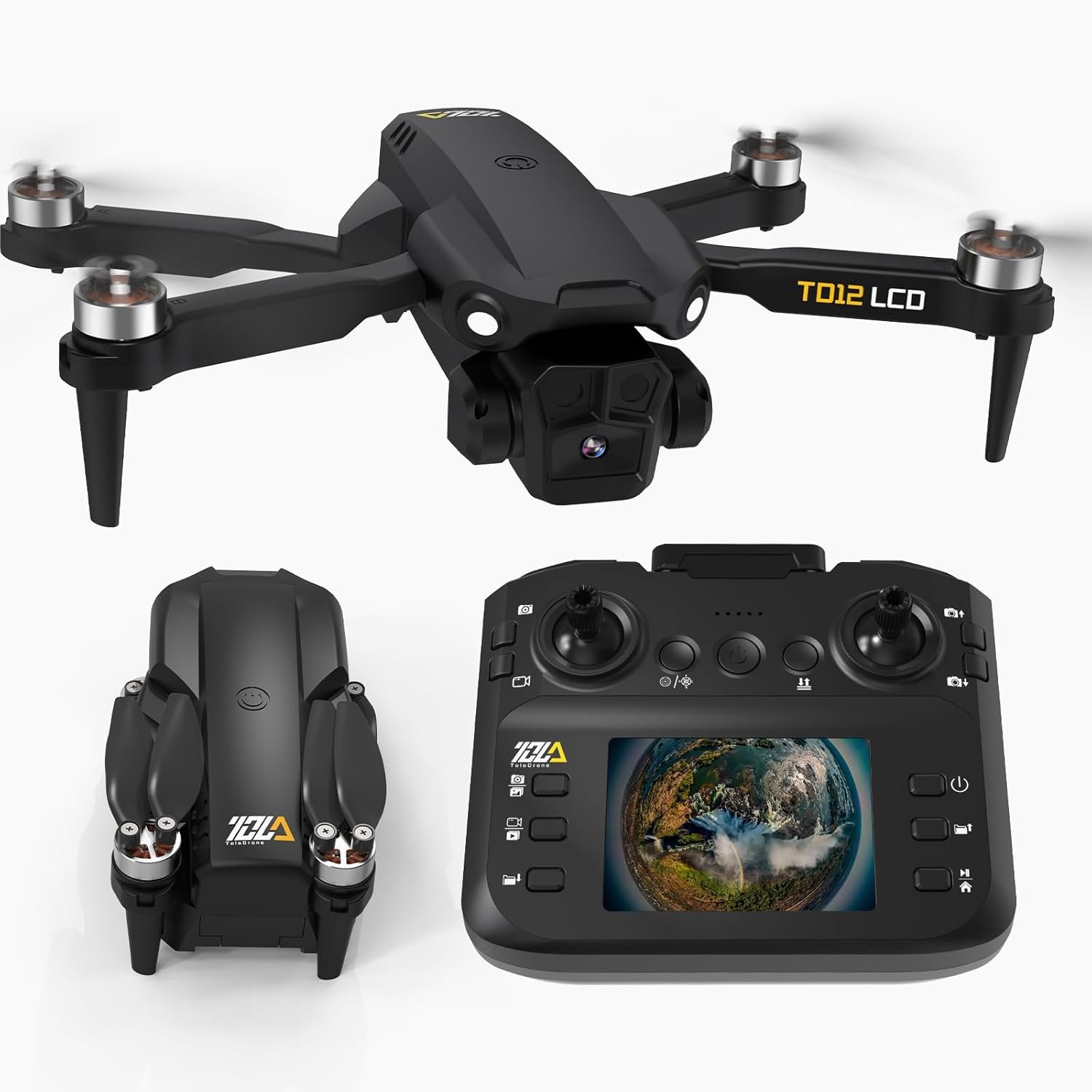 Drone with Camera LCD Screen RC FPV Drone with Brushless Motor Professional Live Video UHD, Drones for Adults Foldable Mini Quadcopter for Beginners, 360° Flips Support 32G SD Card MAX Under 250G Gifts
