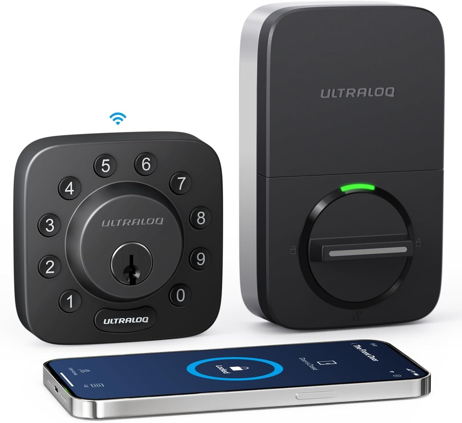ULTRALOQ U-Bolt WiFi Smart Lock with Door Sensor, Built in Wi-Fi Smart Deadbolt Locks for Front Door, Remote Access, App Code Unlock, Auto-Lock, Auto Unlock, Works with Alexa, Google, ANSI Grade 1