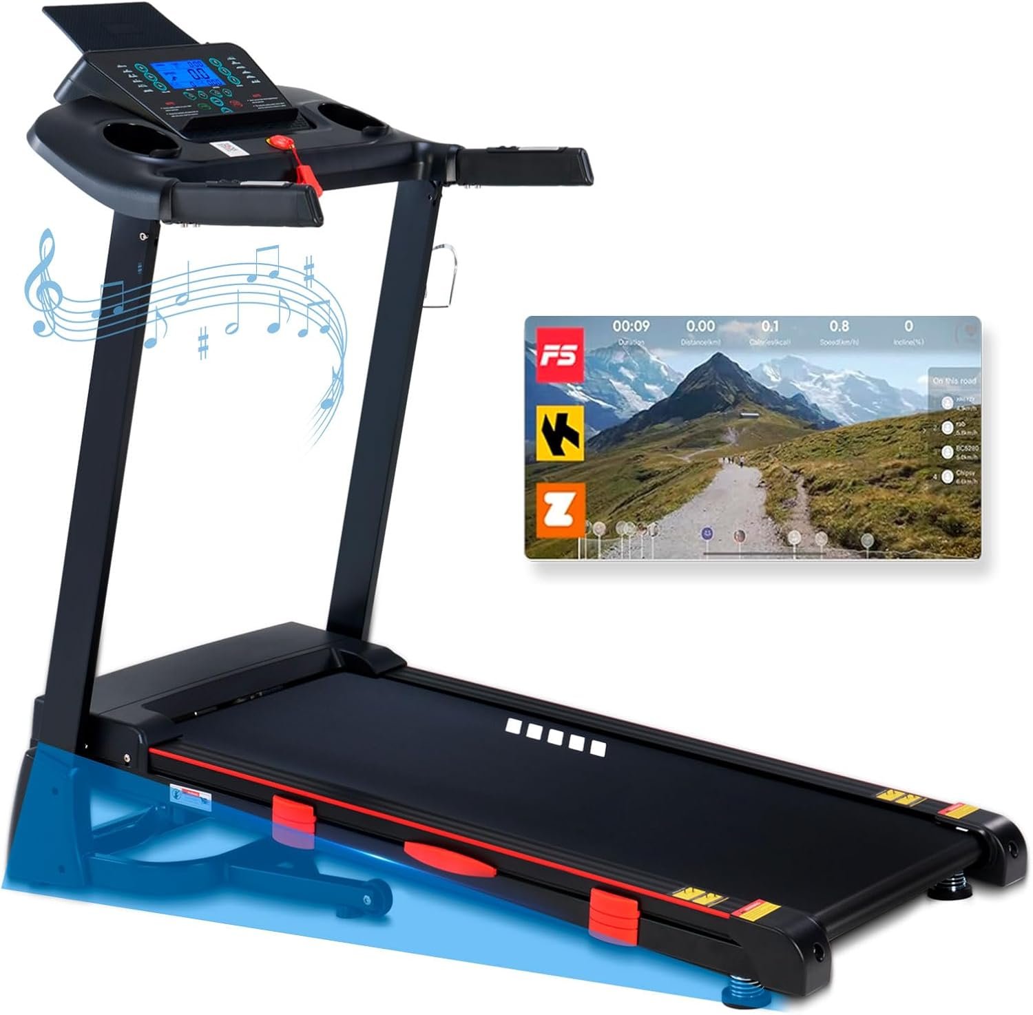 ATEEDGE Treadmills for Home, 15% Auto Incline, 0.5-10 MPH, 18″ Belt, 3 HP, 350lb Capacity, Foldable, Bluetooth App