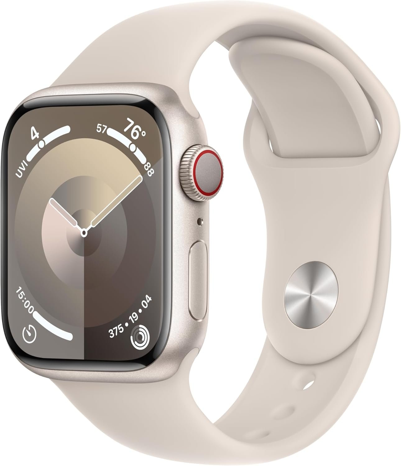 Apple Watch Series 9 [GPS + Cellular, 41mm] – Starlight Aluminum Case with Starlight Sport Band, M/L (Renewed)