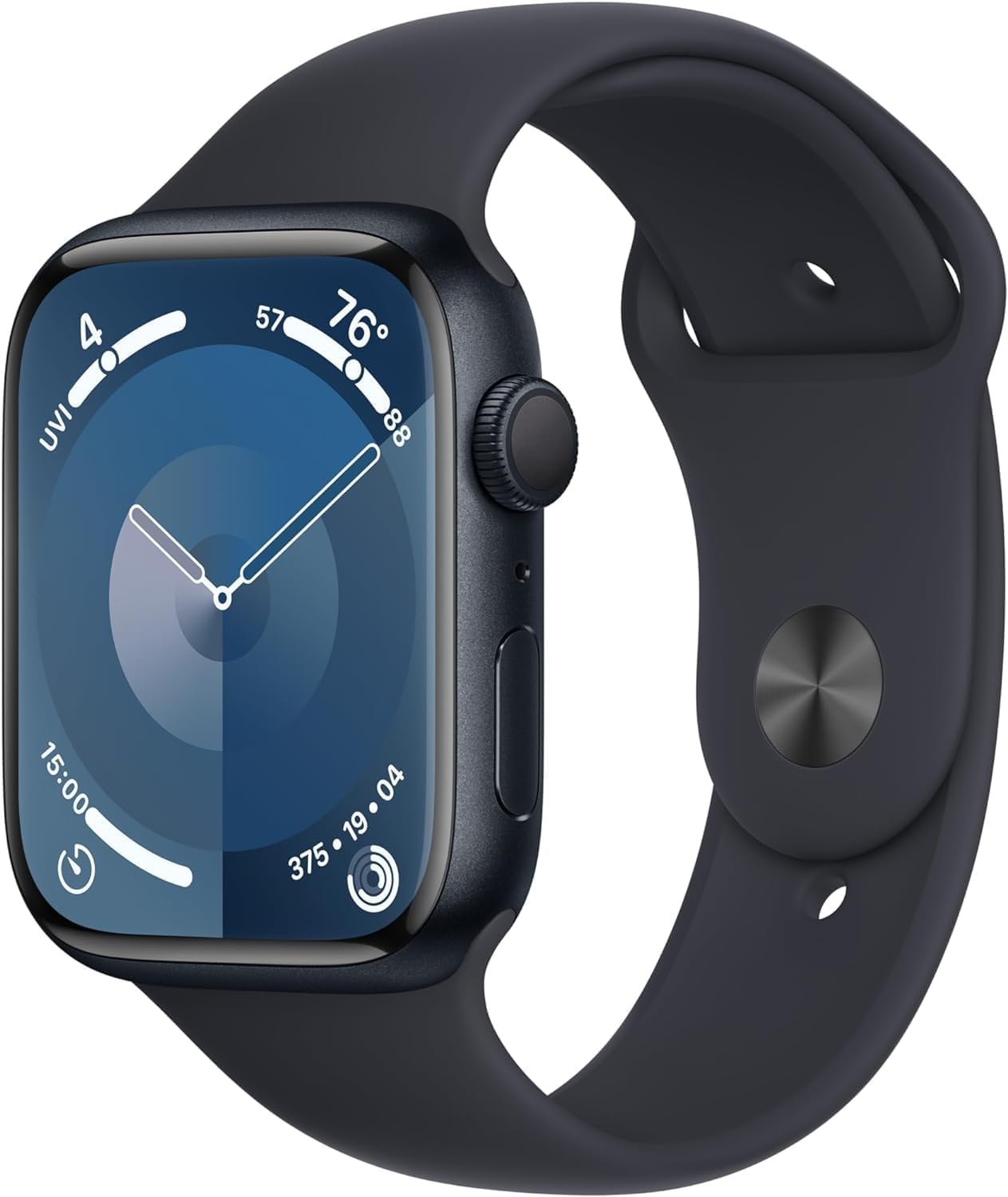 Apple Watch Series 9 [GPS, 45mm] – Midnight Aluminum Case with Midnight Sport Band, M/L (Renewed Premium)
