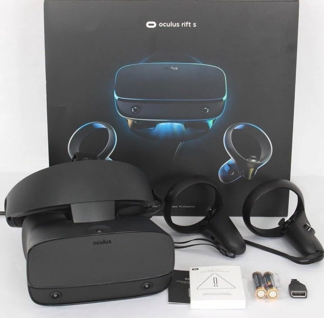 Oculus – Rift S PC-Powered VR Gaming Headset – Black – Touch Controller, 3D Positional Audio, Built-in Room-Scale Insight Tracking, Fit Wheel Adjustable Halo Headband – BROAGE 3FT USB Extension Cable