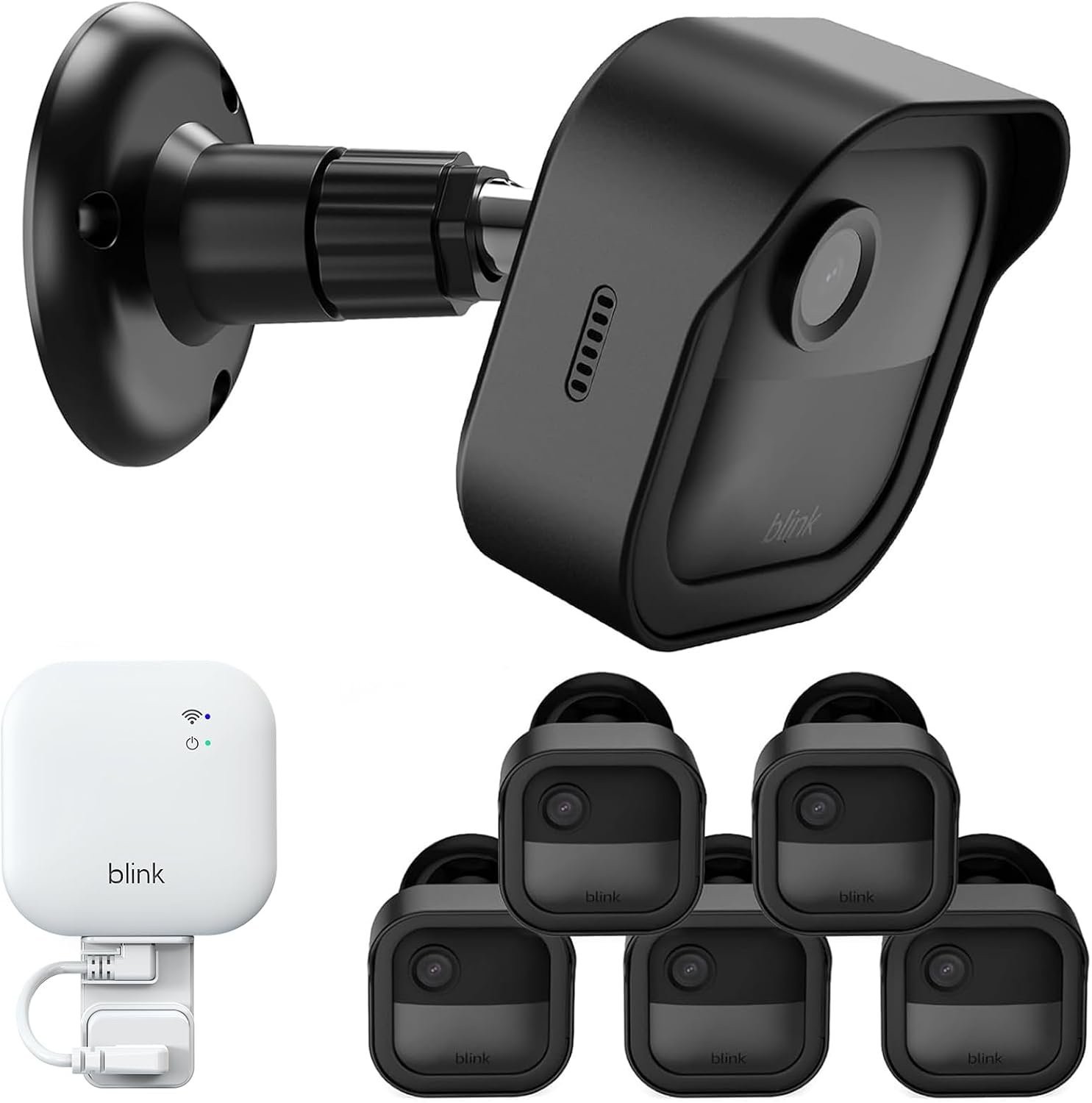 Wall Mount for Blink Outdoor 4th Gen and Outdoor 2K+ Camera, Weatherproof Protective Cover and 360 Degree Adjustable Mounting with Blink Sync Module 2 Outlet Mount for Security Camera (Black, 5 Pack)