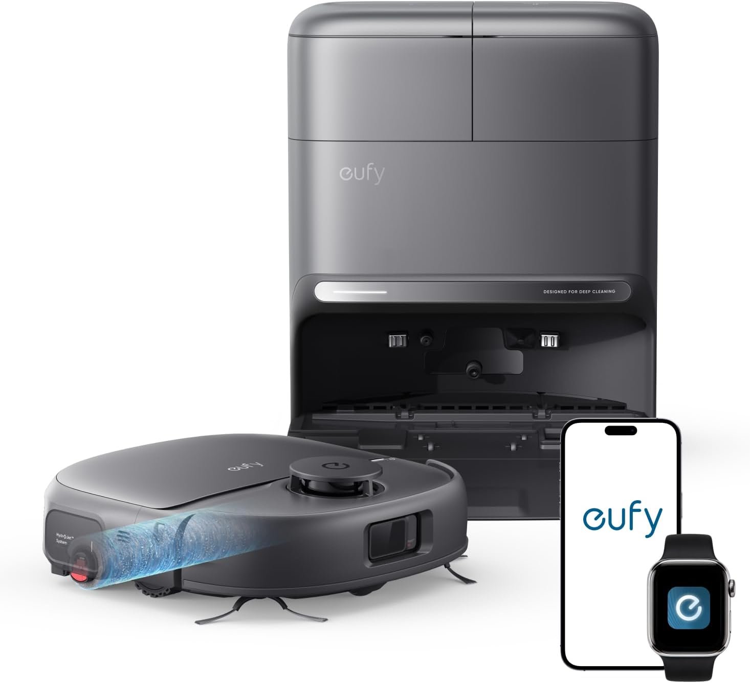 eufy 2026 New C28 Robot Vacuum and Mop Combo,15,000 Pa Suction, HydroJet Self Clean Roller Mop, Upgraded from X10 Pro, Zero-Tangle for Pet Hair, Auto Mop Washing&Drying, Self-Emptying&Refilling