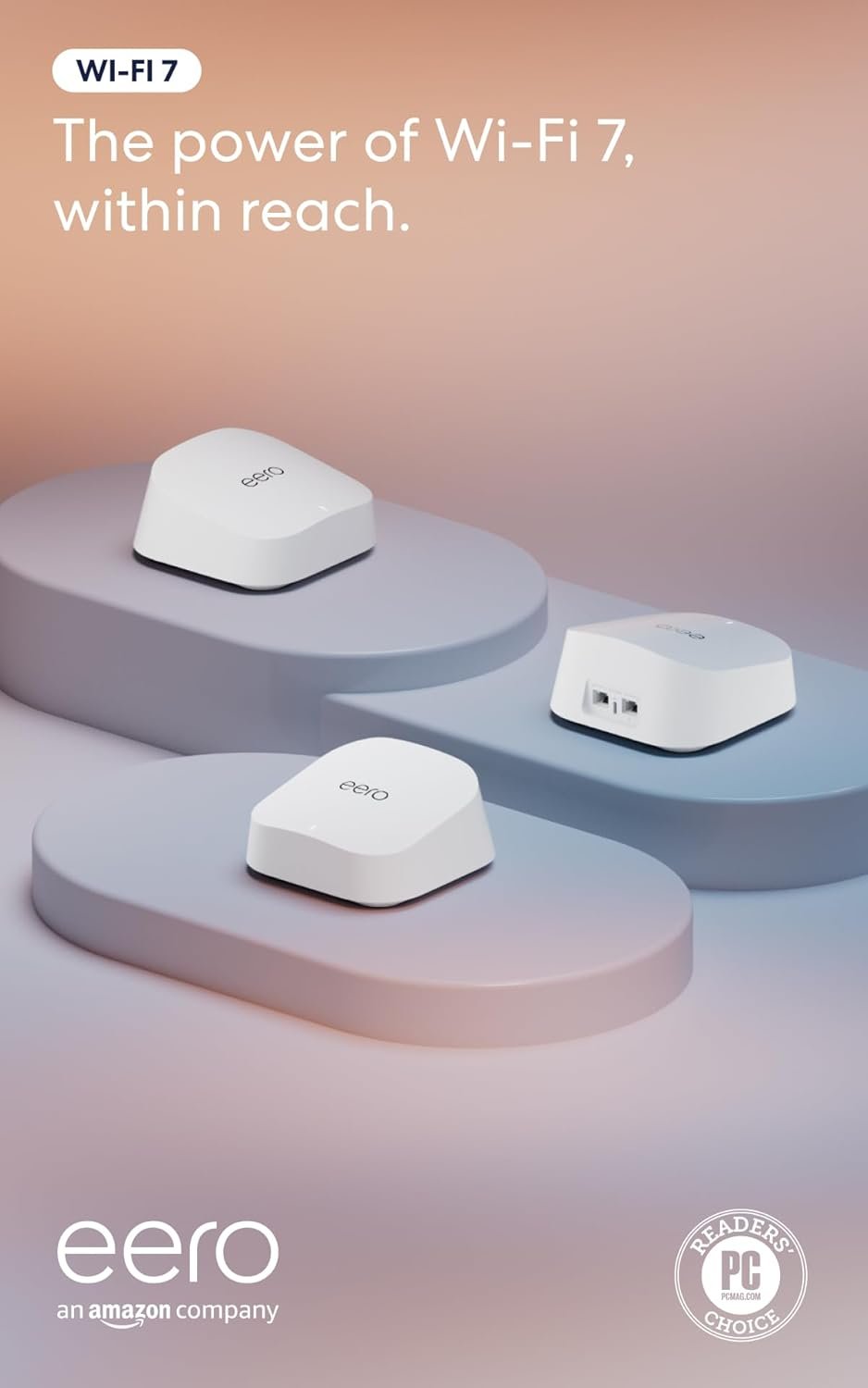 Amazon eero 7 dual-band mesh Wi-Fi 7 router (newest model) – Supports internet plans up to 2.5 Gbps, Coverage up to 6,000 sq. ft., 3-pack