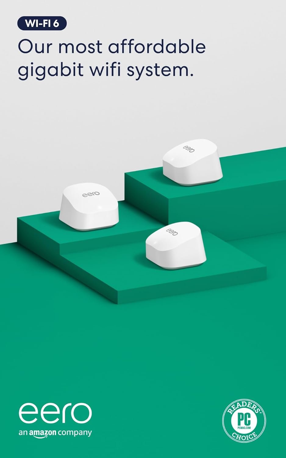 Amazon eero 6+ mesh wifi system – Supports internet plans up to a Gigabit, Coverage up to 4,500 sq. ft., Connect 75+ devices, 3-pack