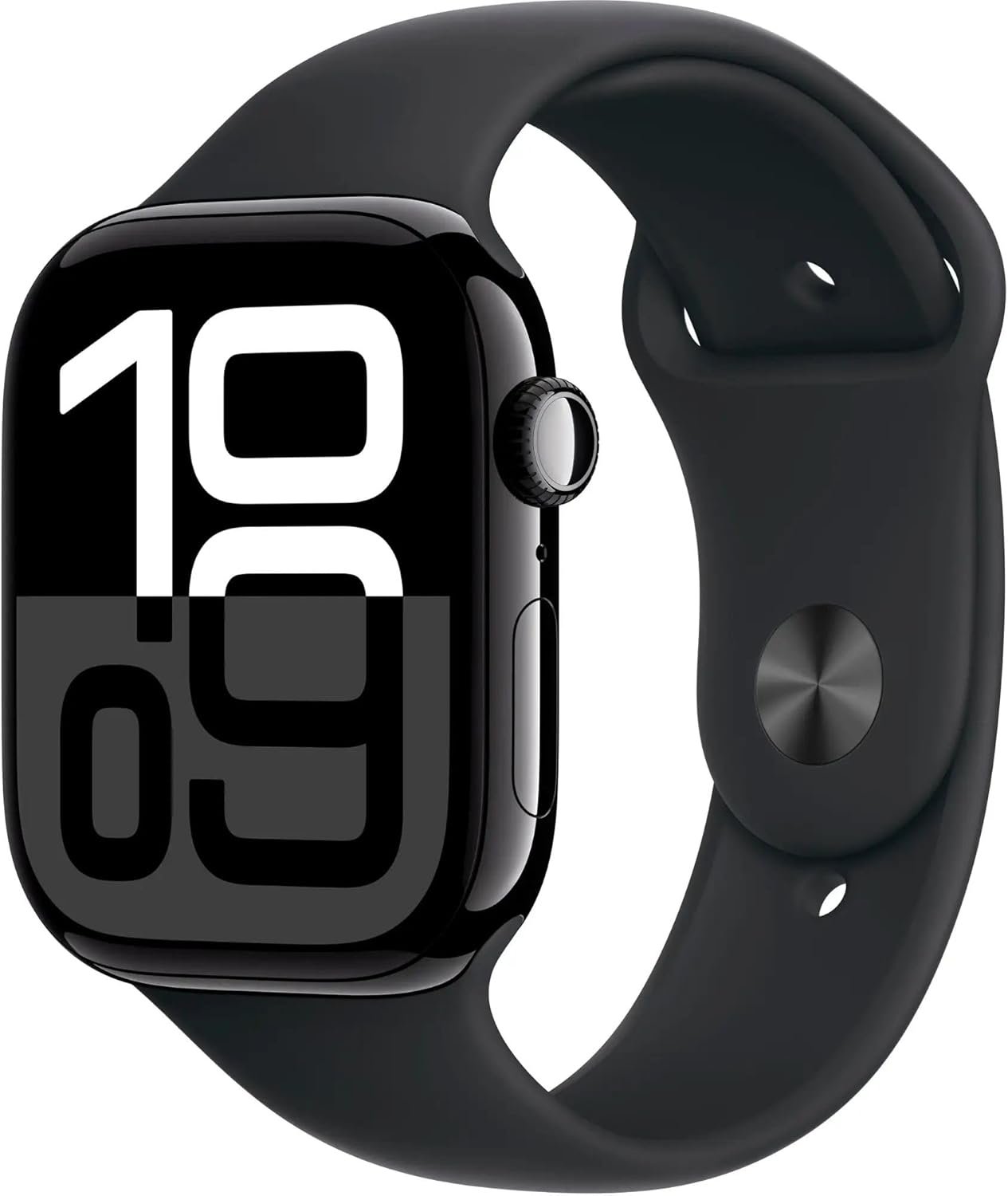 Apple Watch Series 10 [GPS + Cellular, 46mm] – Jet Black Aluminum Case with Black Sport Band, M/L (Renewed)