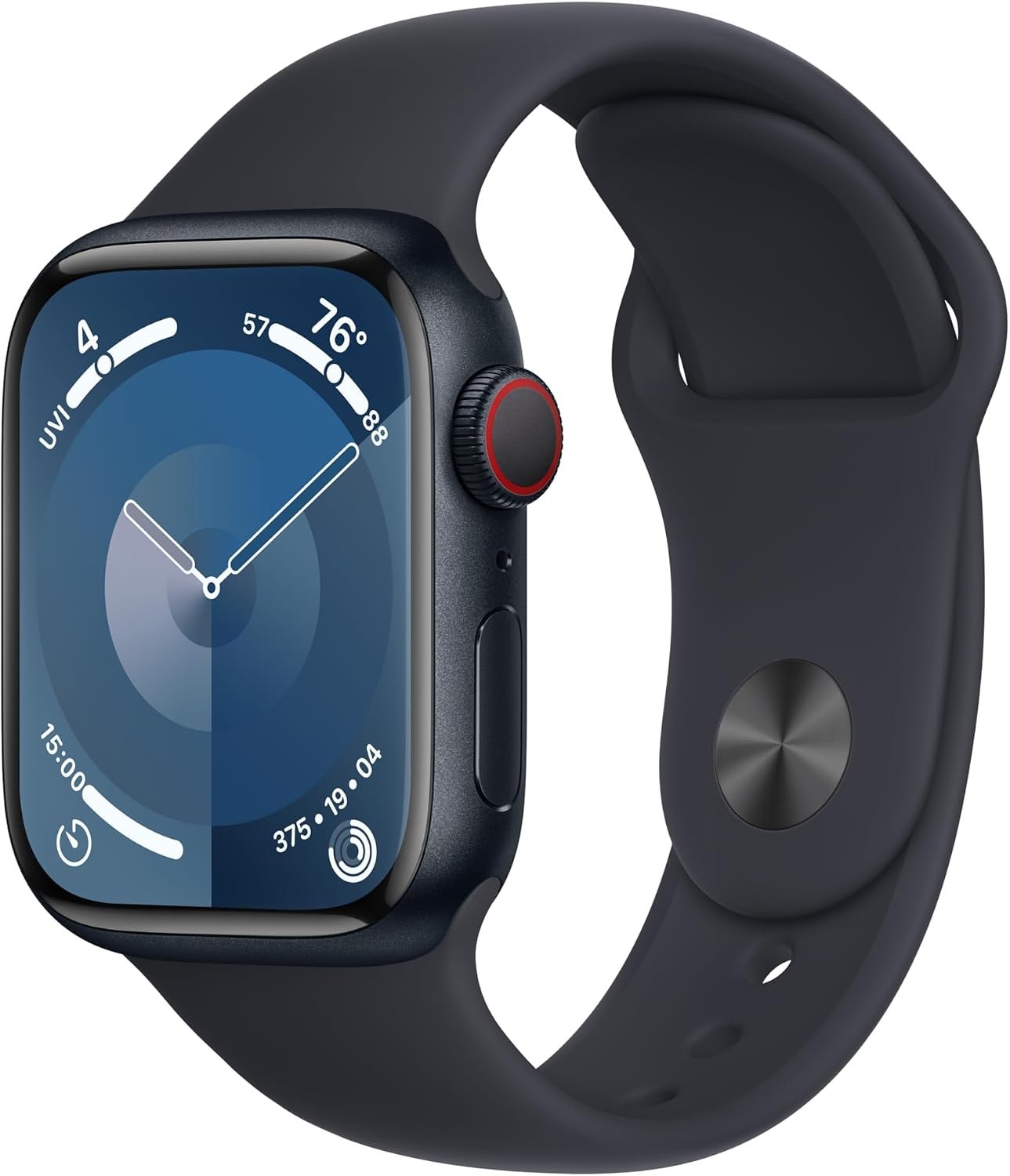 Apple Watch Series 9 [GPS + Cellular, 41mm] – Midnight Aluminum Case with Midnight Sport Band, M/L (Renewed)