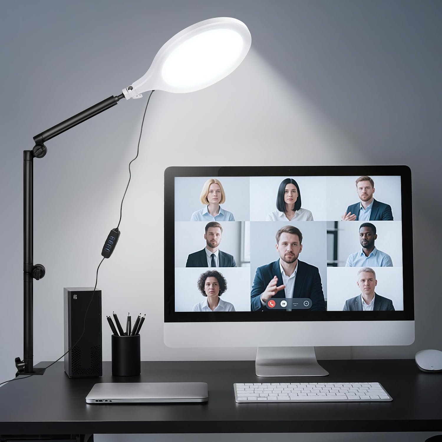 Ring Light for Streaming, 10” Full Screen LED Ring Light for Desk with 360° Adjustable Arm, Video Conference Lighting for Zoom Meetings, Live Streaming, Podcast, Content Creator, TikTok, YouTube