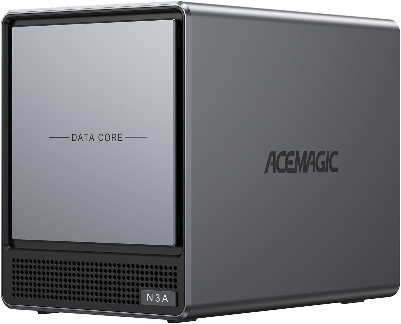 ACEMAGIC NAS N3A 4-Bay Desktop Network Attached Storage Home & Office Backup Hub,Protect Data, Up to 136TB NAS 4×HDD+2×M.2 Slots, Dual 2.5G+1G LAN, 8GB DDR4,128GB PCIe3.0 SSD, Diskless
