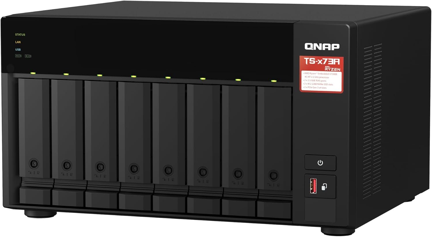 QNAP TS-873A-8G 8 Bay High-Performance NAS with 2 x 2.5GbE Ports and Two PCIe Gen3 Slots