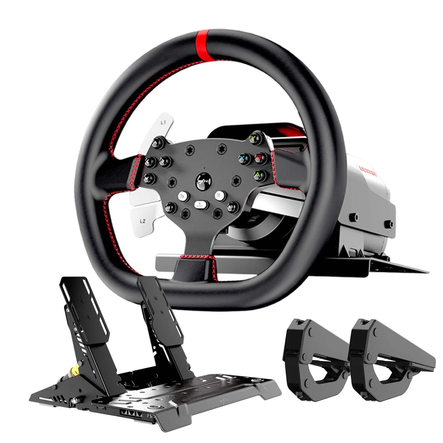PXN V10 Ultra Direct Drive Racing Wheel & Pedals – 3.2Nm Force Feedback, 10.6”, 4 Paddle Shifters, Hall Effect 2-Pedal Set – Gaming Steering Wheel for Xbox Series X|S, Xbox One, PS4 & PC