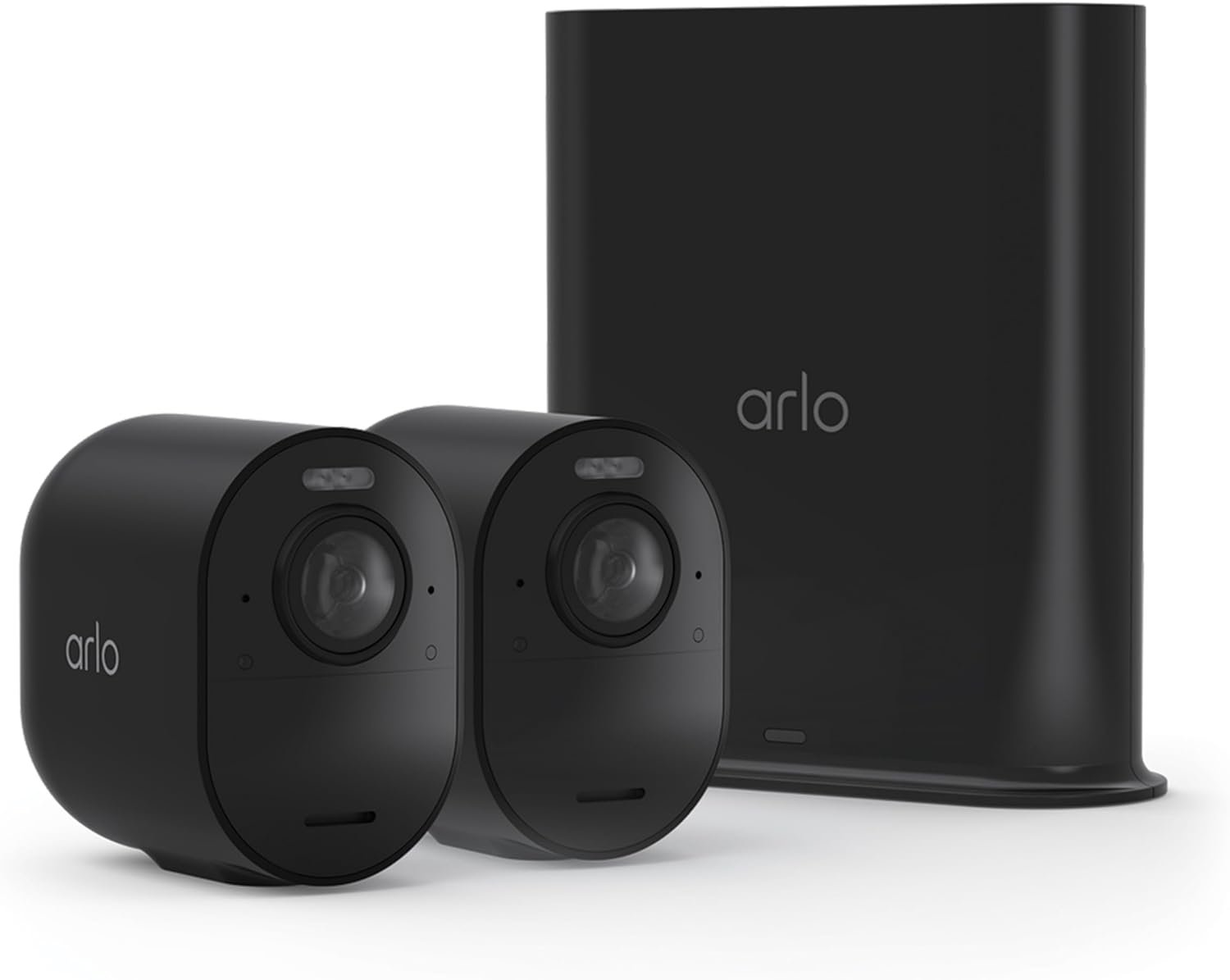 Arlo Ultra Security Camera 4K HDR (3rd Gen, 2025 Release) + SmartHub, Battery Power, Emergency Response, AI Captions, 1-Month Trial of Secure Plan, 180° Field of View, 2 Cam, Black, Indoor/Outdoor