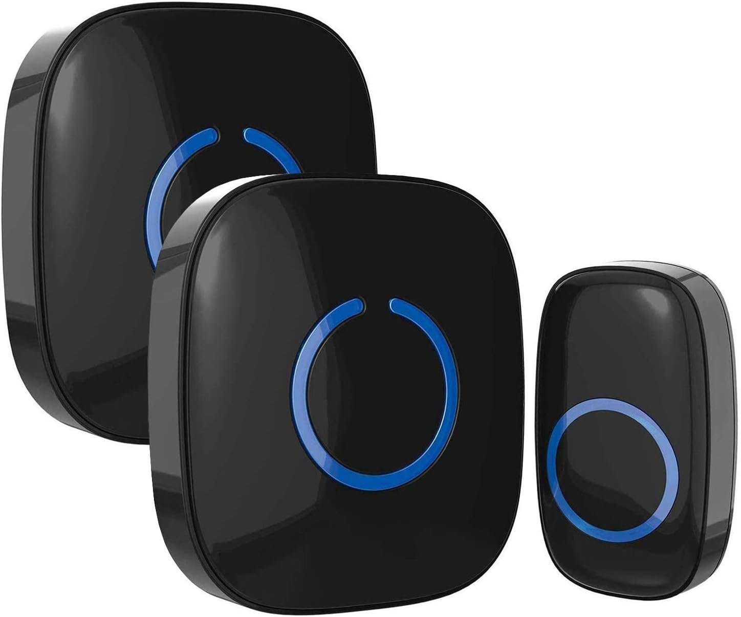 SadoTech Wireless Doorbell for Home – 1 Push-Button Ringer & 2 Chime Receivers, Battery Operated, 1000 Feet, Wireless Door Bell w/LED Flash, Black