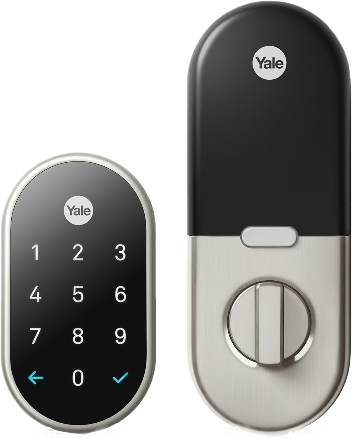 Google Nest x Yale Lock – Tamper-Proof Smart Lock for Keyless Entry – Keypad Deadbolt Lock for Front Door – Satin Nickel