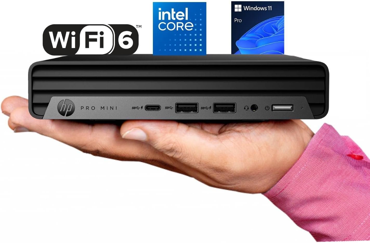 HP Pro 400 G9 Mini PC Desktop Computer, Intel CPU, 8GB DDR5 RAM, 256GB PCIe SSD, Triple 4K Display Support, USB-C, Ultra-Quiet Design, Bluetooth 5.2, WiFi 6, Keyboard and Mouse, Windows 11 Pro