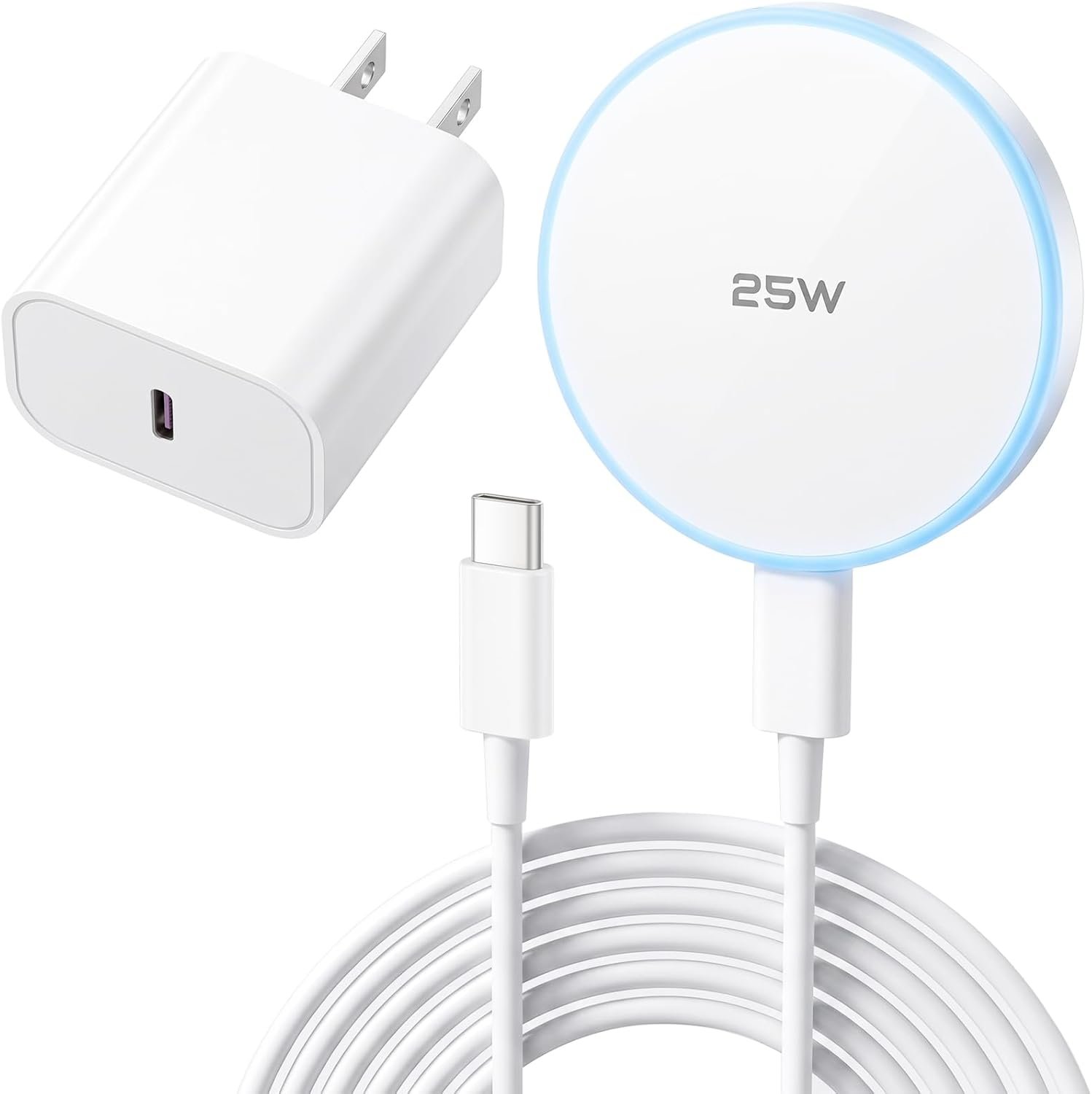 MagSafe Charger 25W Magnetic Wireless Charger Fast Charging Pad with 30W Adapter&4.2FT Type C Cable Compatible with iPhone 17/16/15/14/13/12 Series & AirPods 4/3/2/Pro