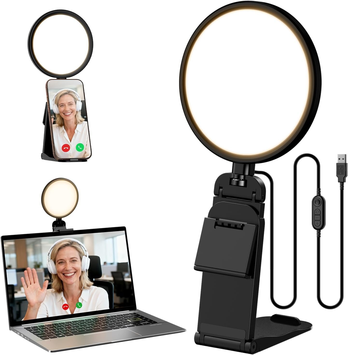 5″ Ring Light for Computer, Eye-Caring & Flicker-Free Lighting for Zoom Meetings, Video Call, Recording, Streaming, Portable Light for Laptop, Monitor & Webcam with 50 Modes (3000K-6500K) CRI>97.8