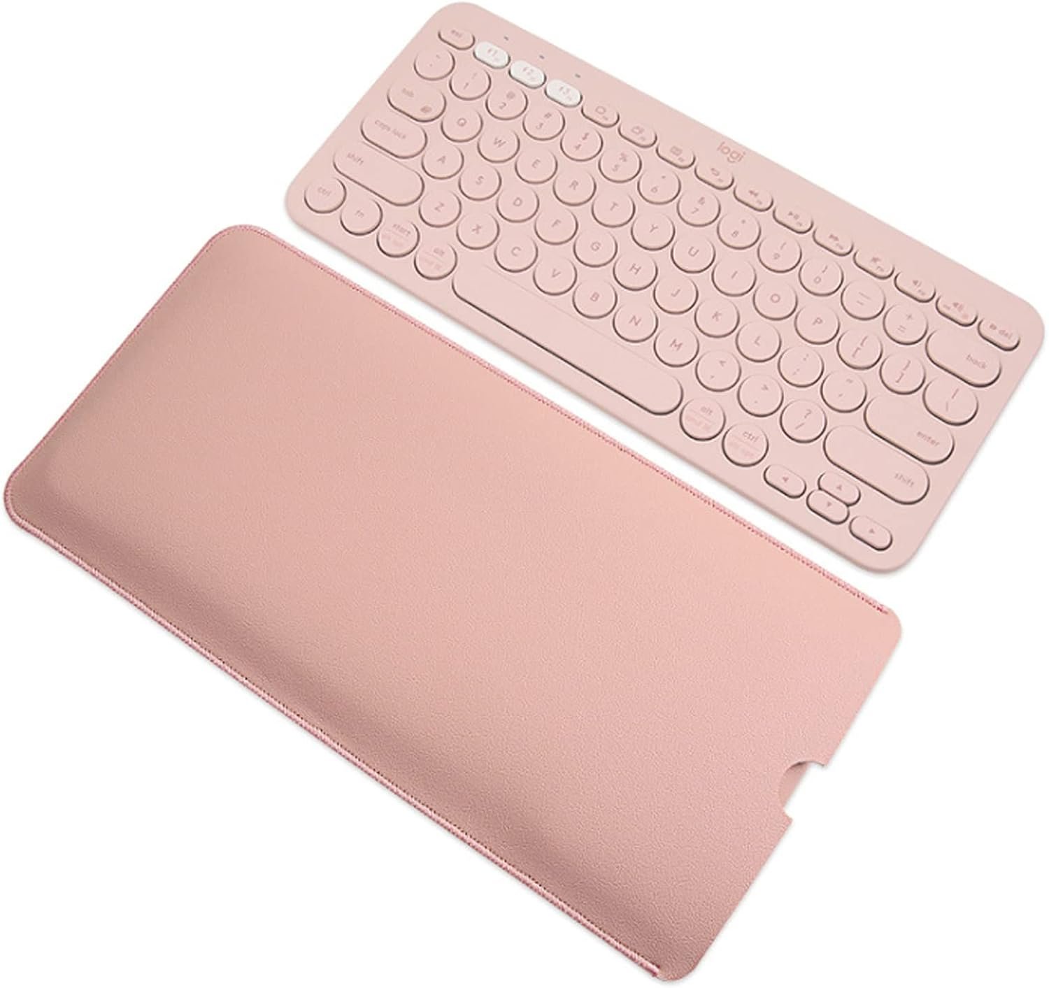 PU Leather Keyboard Sleeve Case for Logitech K380/Pebble 2/Pebble Keys 2 K380s Multi-Device Keyboard, Logitech K380 Mac Windows Chrome OS Keyboard Cover Skin Protector-Pink