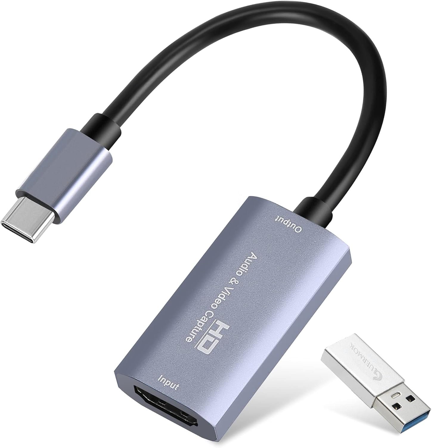 Guermok Video Capture Card, 4K USB3.0 HDMI to USB C Capture Card for Streaming, 1080P 60FPS, Compatible with iPad Mac OS Windows, Quest 3, OBS, PS5/4, Switch2/1, Xbox, Camera (Silver)