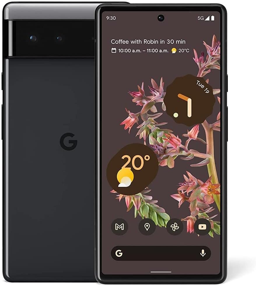Google Pixel 6 – 5G Android Phone – Unlocked Smartphone with Wide and Ultrawide Lens – 128GB – Stormy Black