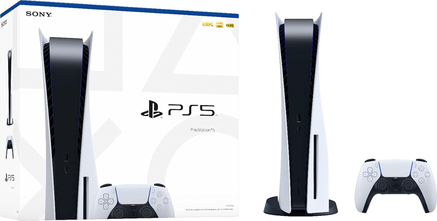 Sony Playstation 5 Disc Version PS5 Console – 4K-TV Gaming, 120Hz 8K Output, 16GB GDDR6, 825GB SSD, WiFi 6, Bluetooth 5.1 (Renewed) White