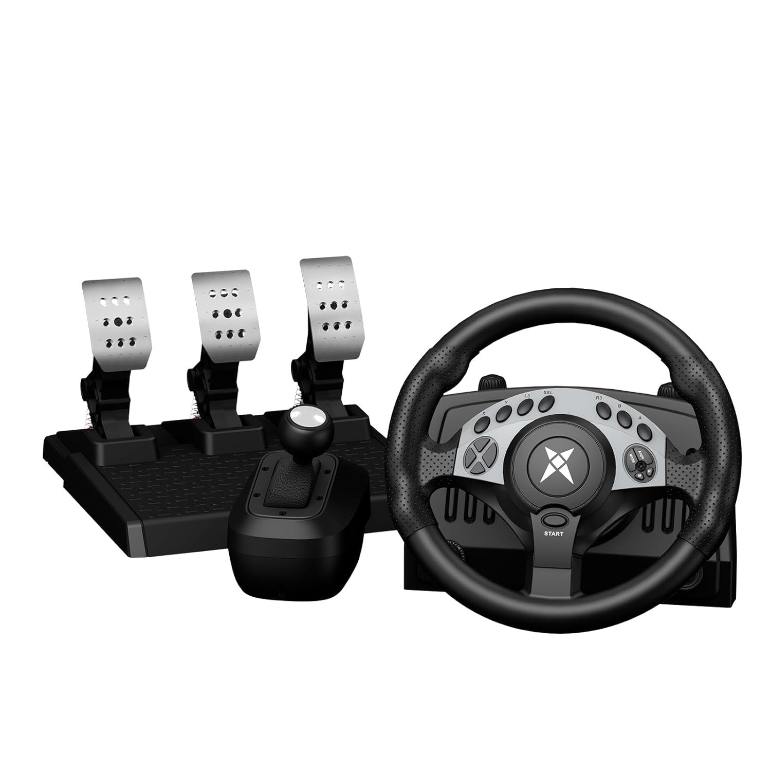 NBCP PC Racing Wheel – 1080 Degree 28CM 11″ Steering Wheel with 3-Pedals and H-Shifter – Magnetic Induction & Metal Bearings, Sim Driving Wheel for Euro Truck Simulator 2, Farming Sim, Windows PC